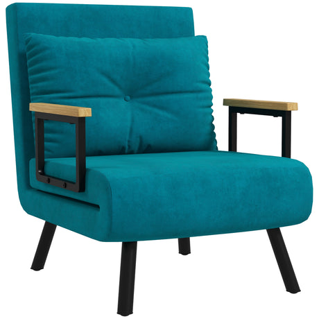 easycomfort easycomfort poltrona letto 3 in 1 con schienale reclinabile in 5 posizioni e cuscino 63x73x81 cm blu scuro