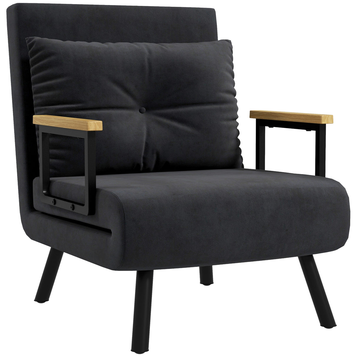 easycomfort easycomfort poltrona letto 3 in 1 con schienale reclinabile in 5 posizioni e cuscino 63x73x81 cm nero