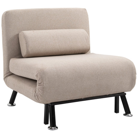 easycomfort easycomfort poltrona letto singolo poltrona con materasso e cuscino imbottito sfoderabili schienale regolabile 90 180 e telaio in metallo 75x70x75 cm beige ean 8055776911885