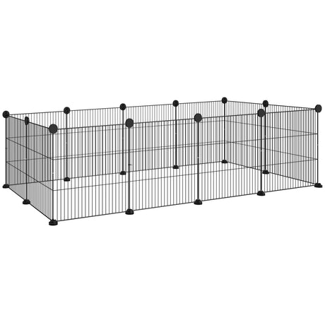 easycomfort easycomfort recinto per animali modulabile con 12 pannelli 35x35 cm e bordi arrotondati in metallo e abs 140x70x35 cm nero