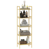easycomfort easycomfort scaffale bagno a 5 ripiani regolabili in altezza in bambu 43 5x31 5x142 cm legno naturale