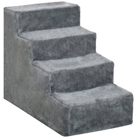 easycomfort easycomfort scaletta per cani portatile a 4 gradini in flanella sfoderabile e truciolato 60x35x44 cm grigio