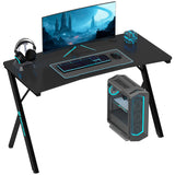 easycomfort easycomfort scrivania gaming con luci led rgb regolabili e gambe a k in legno e acciaio 120x60x75 cm nero