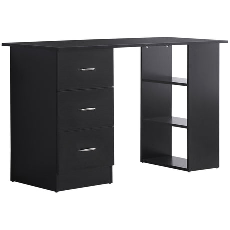 easycomfort easycomfort scrivania pc con 3 ripiani e 3 cassetti per camera e ufficio in legno mdf 120x49x72 cm nera
