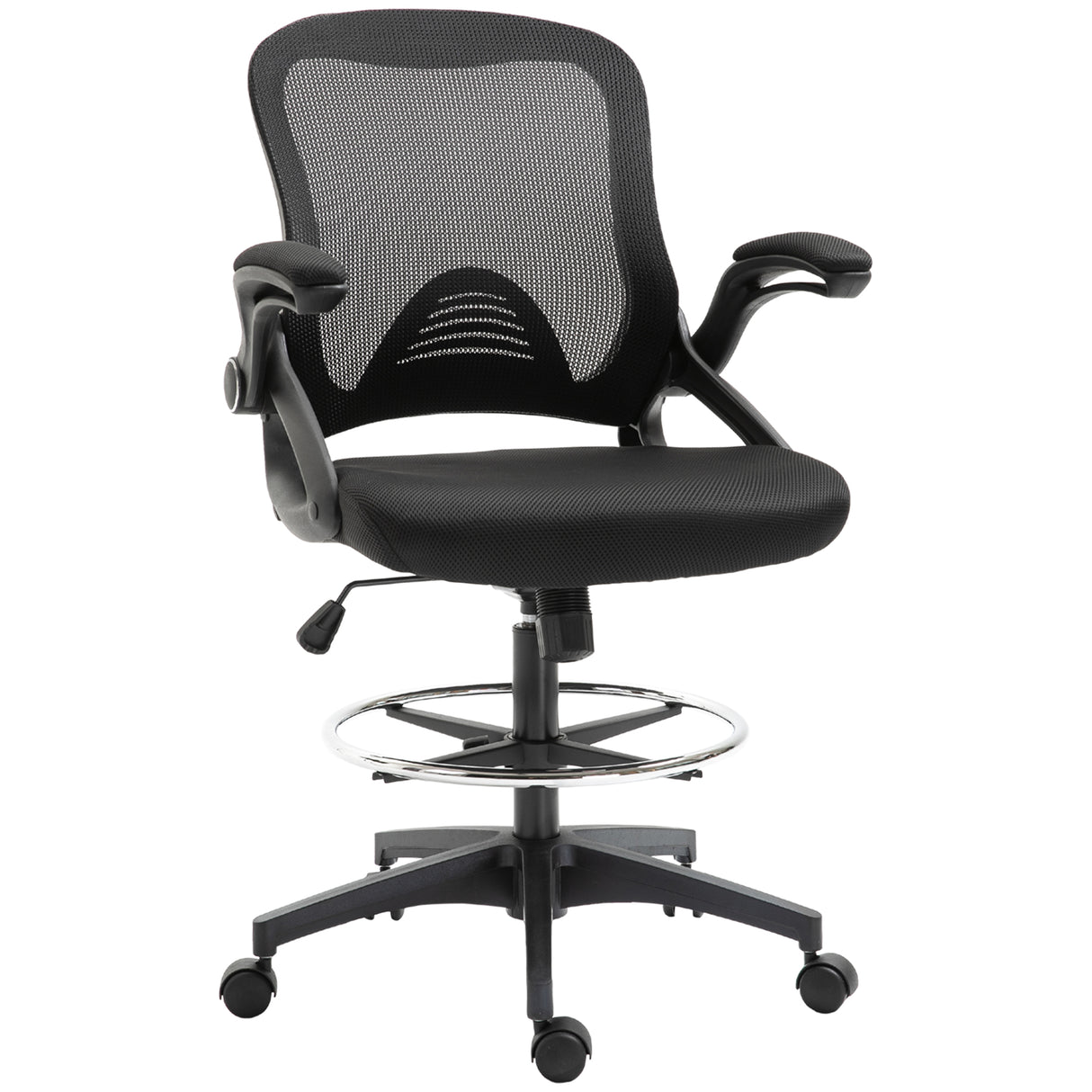 easycomfort easycomfort sedia da ufficio traspirante ad altezza regolabile con braccioli ribaltabili 64x60x106 126 cm nera