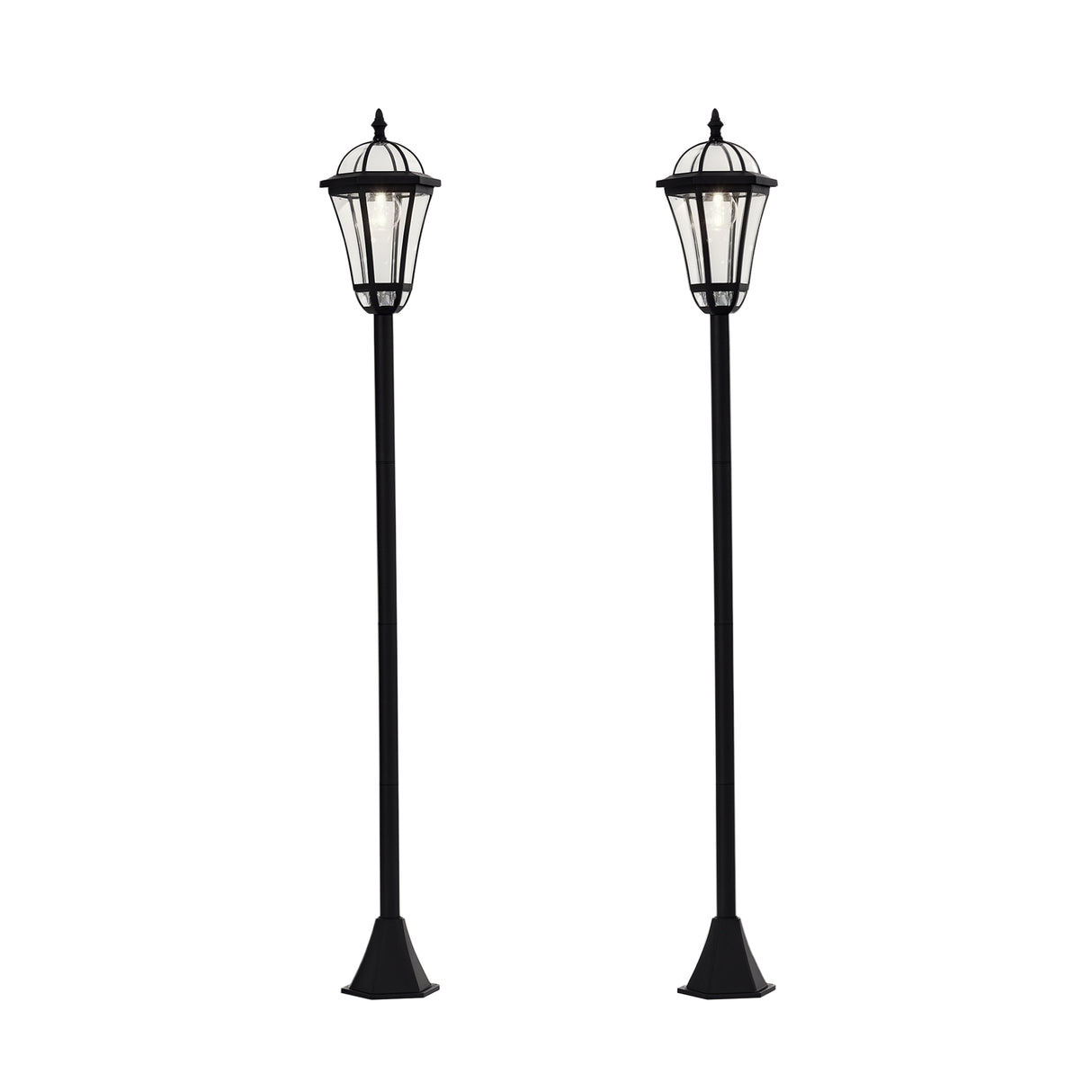 easycomfort easycomfort set 2 lampioni solari per giardino con 2 led e accensione automatica nero