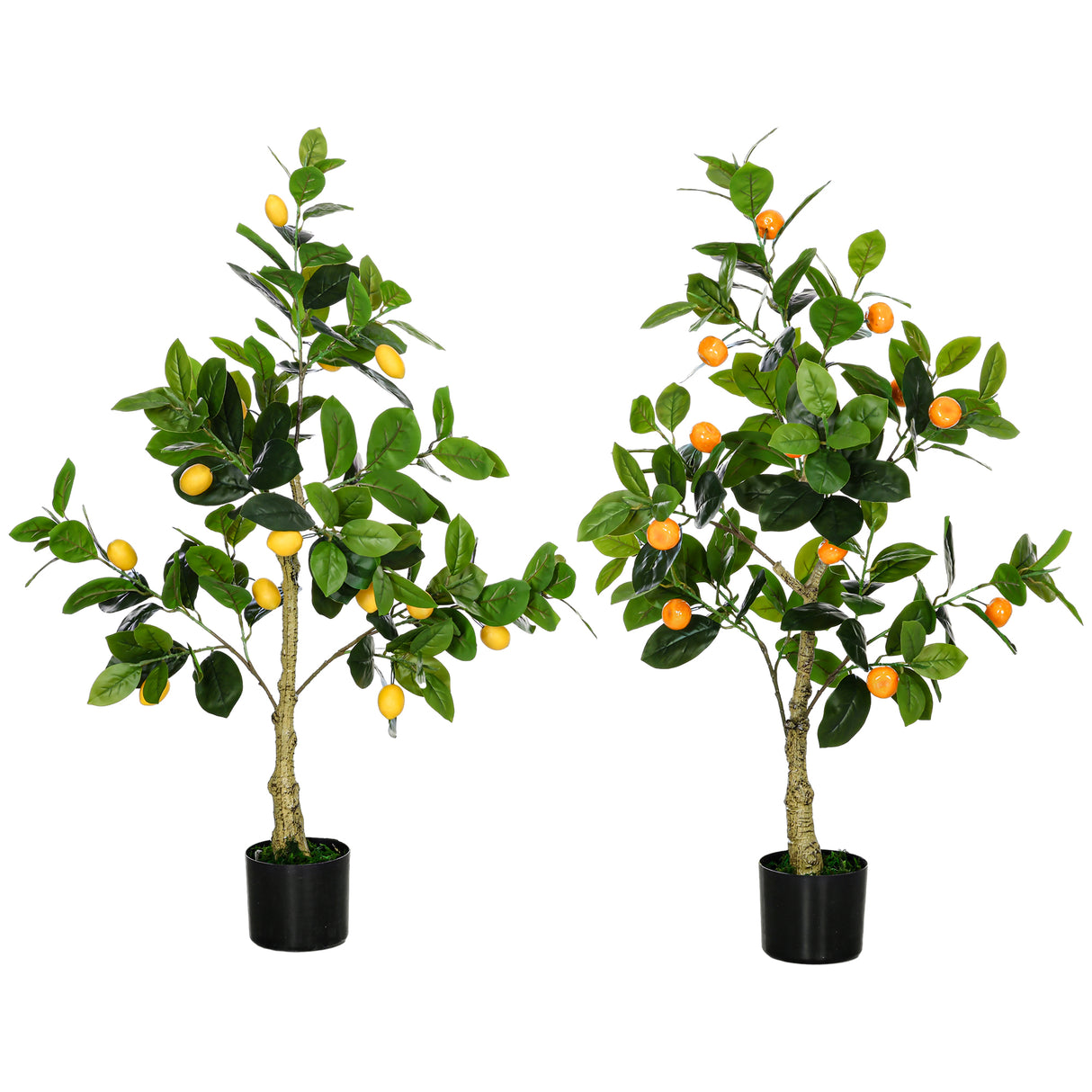 easycomfort easycomfort set 2 piante artificiali di limone e arancia alte 120cm per interno con vaso