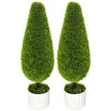 easycomfort easycomfort set 2 piante finte di cipresso con vasi 12x16 cm muschio e cemento in pe e plastica verde e bianco