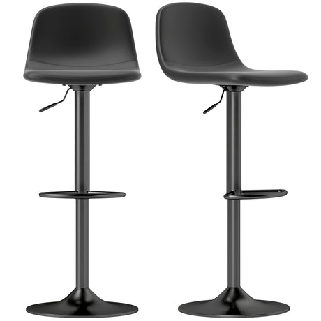 easycomfort easycomfort set 2 sgabelli da bar con schienale e poggiapiedi altezza regolabile pelle pu e imbottitura nero