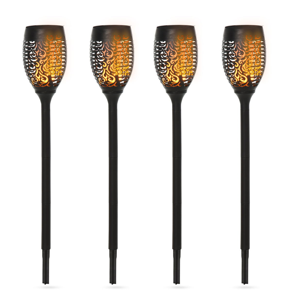 easycomfort easycomfort set 4 faretti da esterno led a energia solare con 4 picchetti in plastica 12x72 cm nero