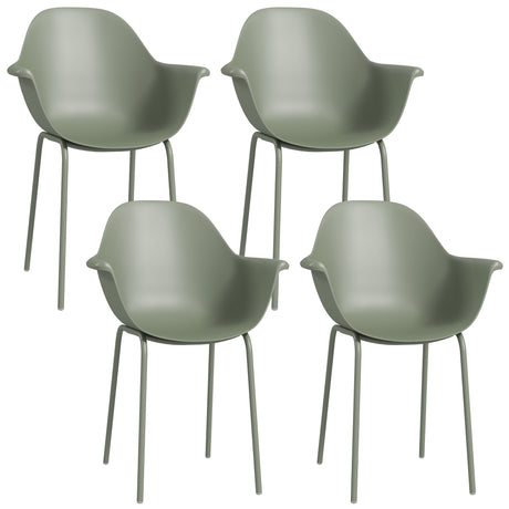easycomfort easycomfort set 4 sedie da giardino con piedini antiscivolo in pp e acciaio 59x55x84 cm verde