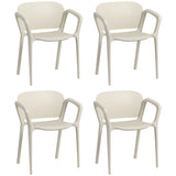 easycomfort easycomfort set 4 sedie da giardino impilabili in pp dal design moderno con braccioli 60x56x75 cm bianco
