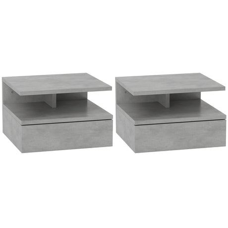 easycomfort easycomfort set da 2 comodini sospesi per camera da letto con cassetto e mensola in legno 35x32x22 5cmgrigio