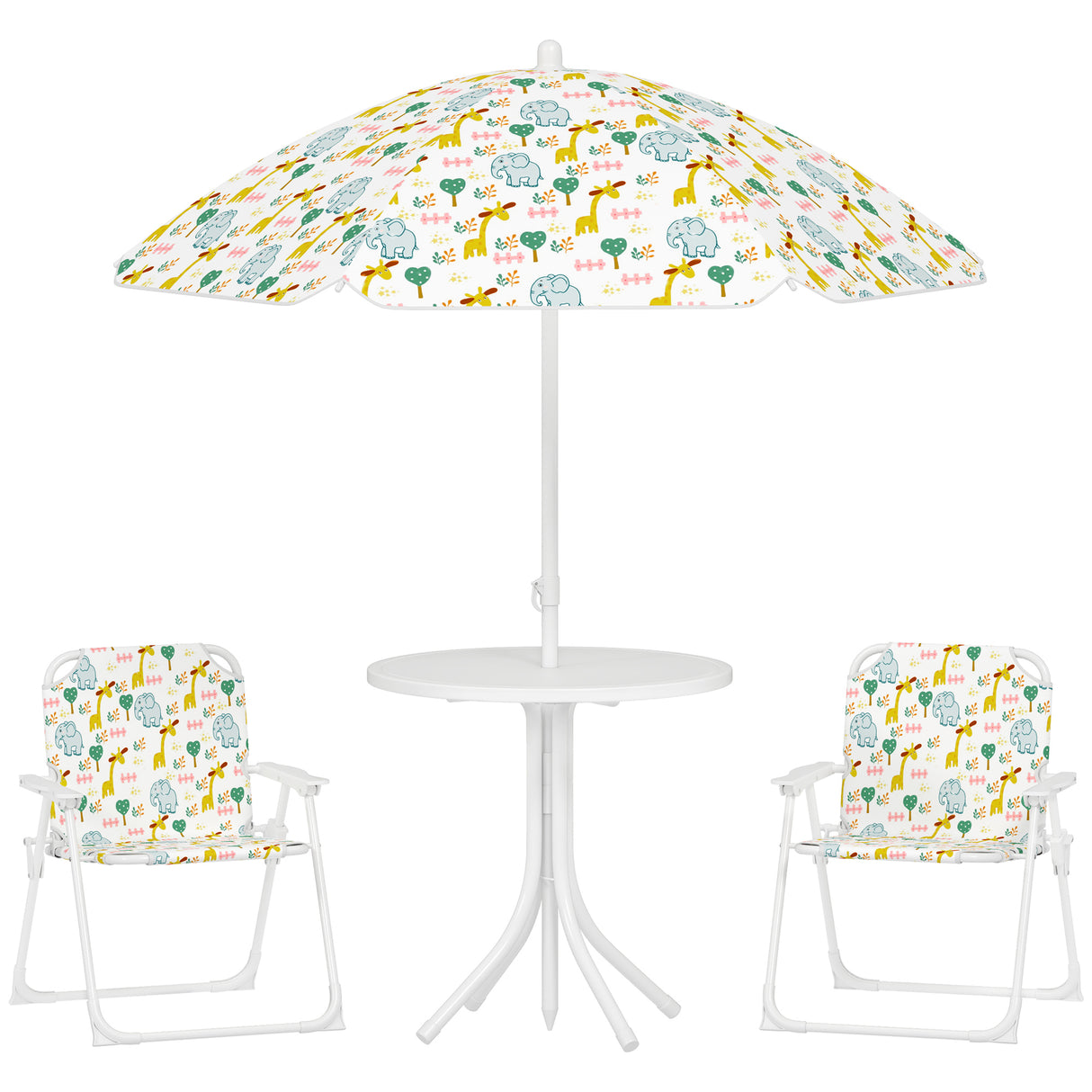 easycomfort easycomfort set da giardino per bambini 2 5 anni con tavolino rotondo 2 sedie pieghevoli e un ombrellone bianco