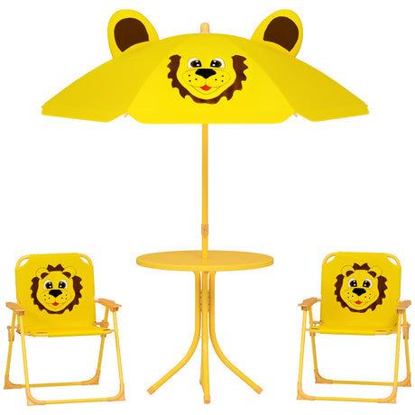 easycomfort easycomfort set da giardino per bambini 2 5 anni con tavolino rotondo 2 sedie pieghevoli e un ombrellone giallo