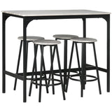 easycomfort easycomfort set da pranzo 5 pezzi con bancone da bar 110x50x89 5 cm e sgabelli 30x60 5 cm in legno e metallo grigio e nero