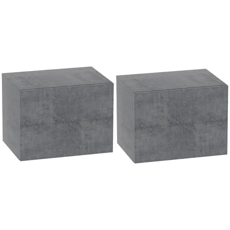 easycomfort easycomfort set di 2 comodini sospesi con 2 cassetti moderni e salvaspazio 40x29x30 cm grigio cemento
