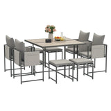 easycomfort easycomfort set mobili da giardino con tavolo da pranzo 4 sedie da esterno e 4 sgabelli poggiapiedi grigio
