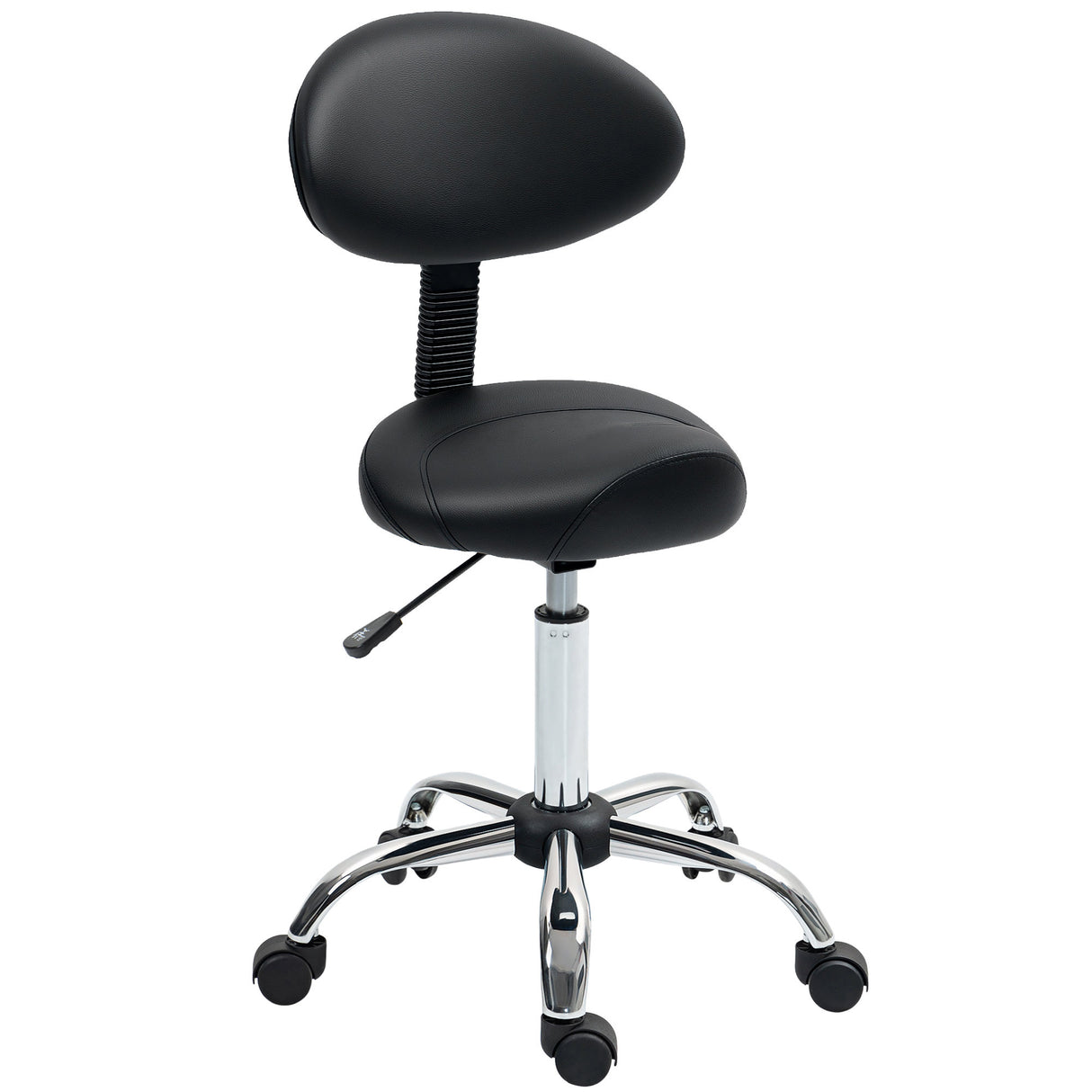 easycomfort easycomfort sgabello estetista con ruote e schienale altezza regolabile e seduta girevole in finta pelle nero