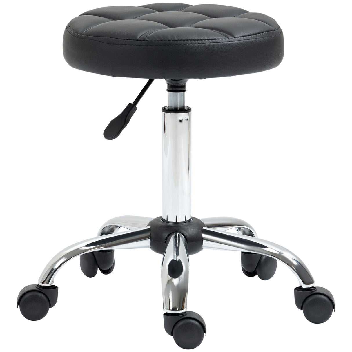 easycomfort easycomfort sgabello girevole rotondo con ruote altezza regolabile e rivestimento in finta pelle nero