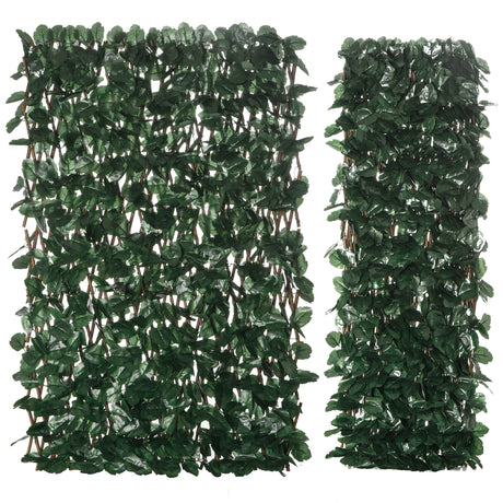 easycomfort easycomfort siepe artificiale a 2 sezioni da 356 foglie di edera in poliestere e rattan 200x100 cm verde e marrone