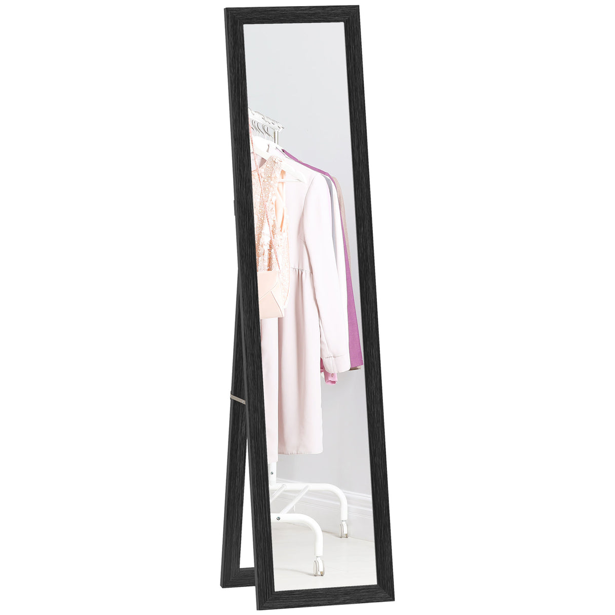 easycomfort easycomfort specchio da parete e da appoggio con cornice in mdf per ingresso soggiorno e camera nero