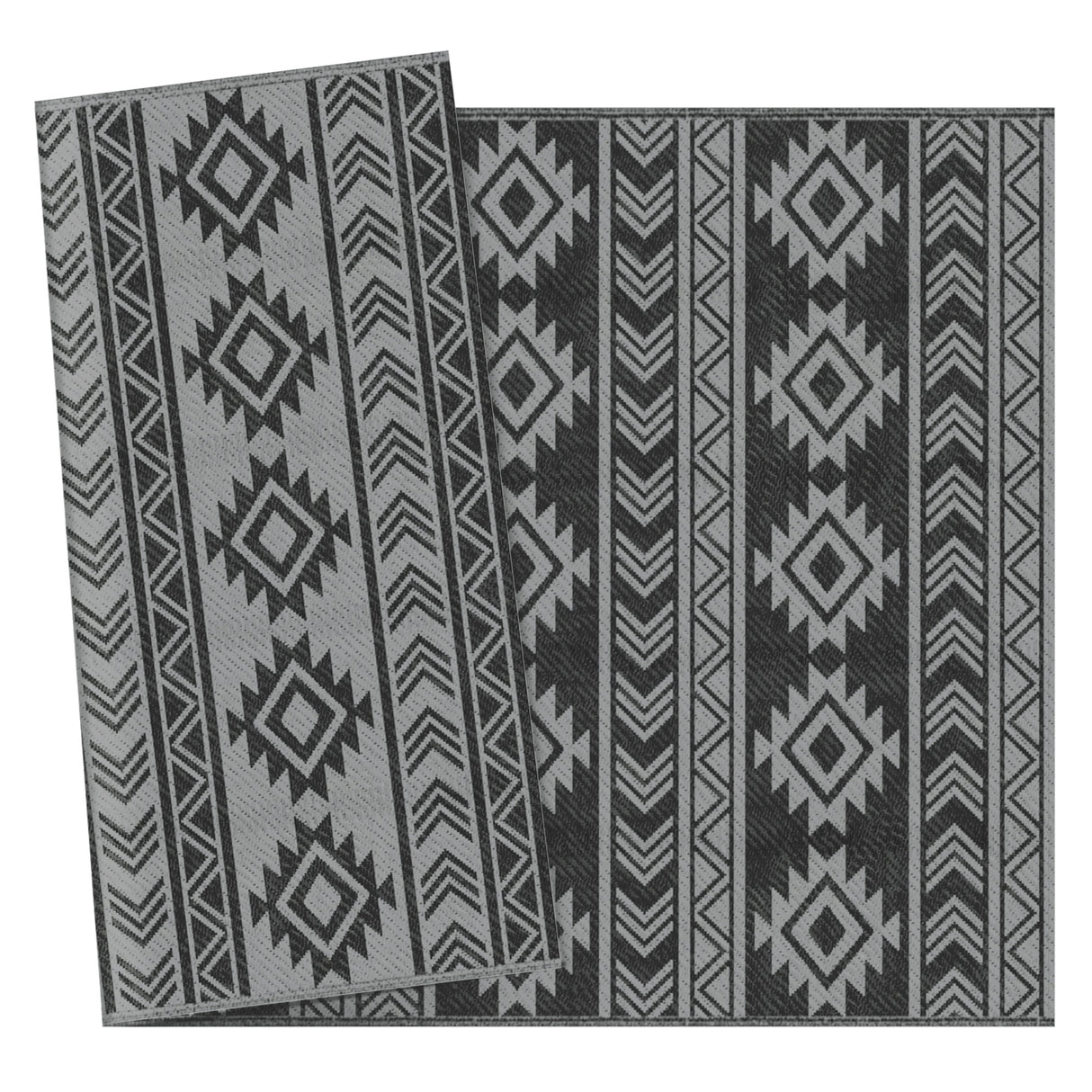 easycomfort easycomfort tappeto moderno per esterni nero e grigio in pp con design reversibile e pieghevole 182x274 cm