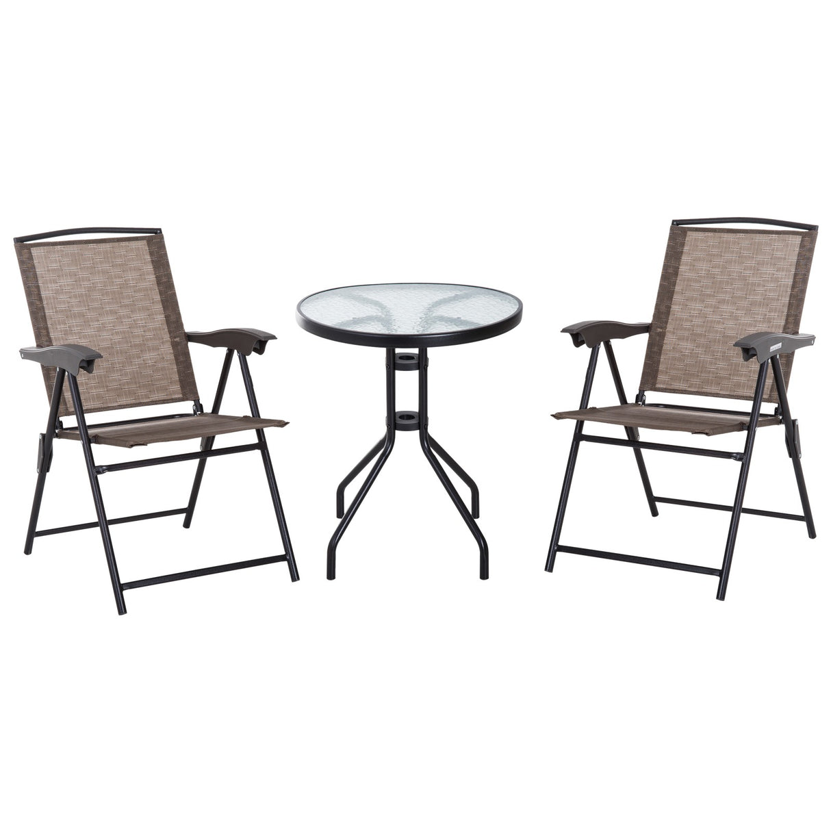 easycomfort easycomfort tavolino con 2 sedie set mobili 3pz pieghevole regolabile esterno textilene marrone