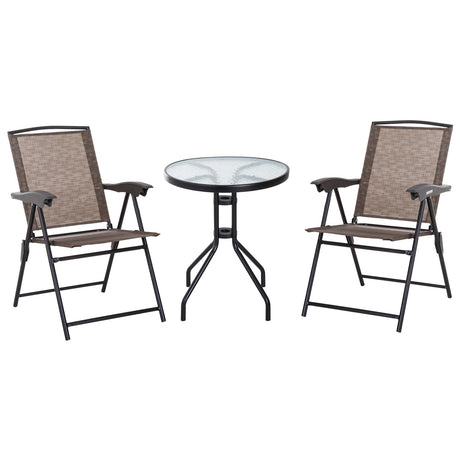 easycomfort easycomfort tavolino con 2 sedie set mobili 3pz pieghevole regolabile esterno textilene marrone