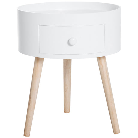 easycomfort easycomfort tavolino da salotto moderno in legno tavolino rotondo con cassetto tavolino da caffe per soggiorno e camera bianco ean 8054111846318