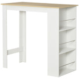 easycomfort easycomfort tavolo da bar con 3 mensole e barre protettive in acciaio e truciolato 112x57x106 cm bianco
