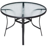 easycomfort easycomfort tavolo da giardino rotondo con foro per ombrellone in acciaio e vetro 106 5x71cm nero