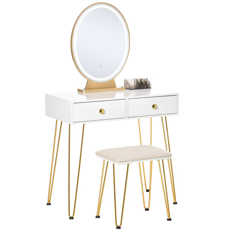 easycomfort easycomfort toeletta con specchio luci a led in stile industriale tavolo per trucco con sgabello mobile toeletta con interruttore touch bianco