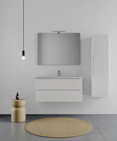 legnox consolle bagno legnox rigo 80 cm bianco neve con 2 cassetti lavabo specchio e lampada