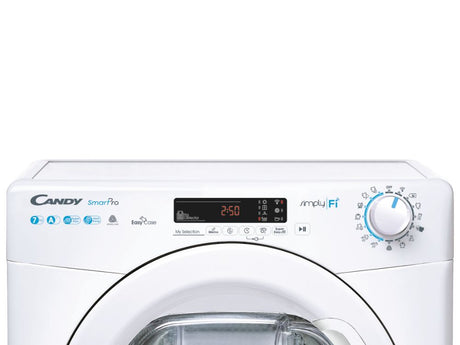 asciugatrice a pompa di calore slim 7 kg candy smart pro cso4h7a1de s axlxp 85x60x46 wi fi _ ble cicli rapidi cso4 h7a1de s classe energetica a_