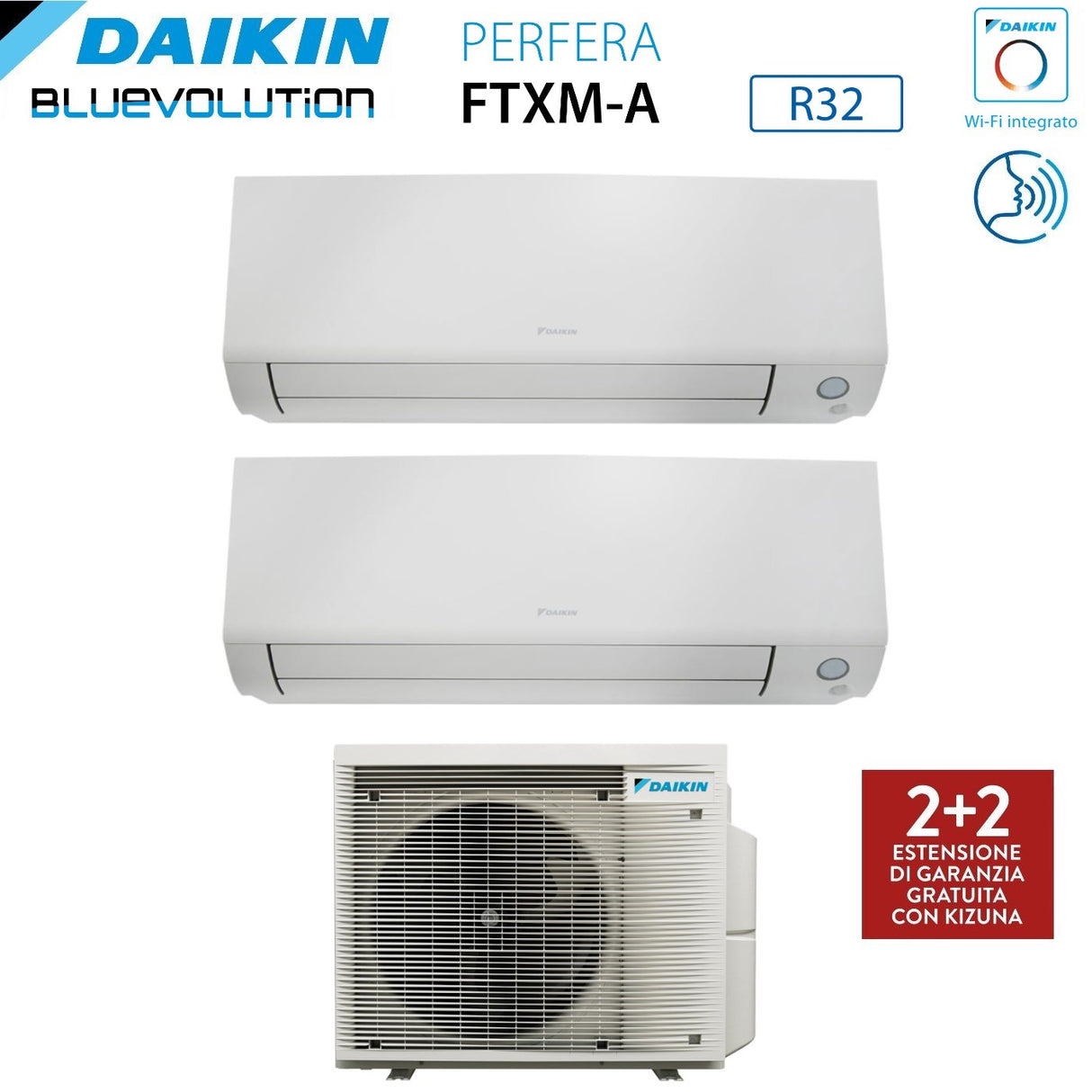 climatizzatore condizionatore daikin bluevolution dual split inverter serie perfera all season 12+12 con 2mxm68a r 32 wi fi integrato 12000+12000 garanzia italiana