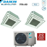 climatizzatore condizionatore daikin bluevolution inverter dual split a cassetta ffa a 9_12 con 2mxm40m r 32 wi fi optional con comando a filo e griglia bianca 9000_12000 garanzia italiana 8942