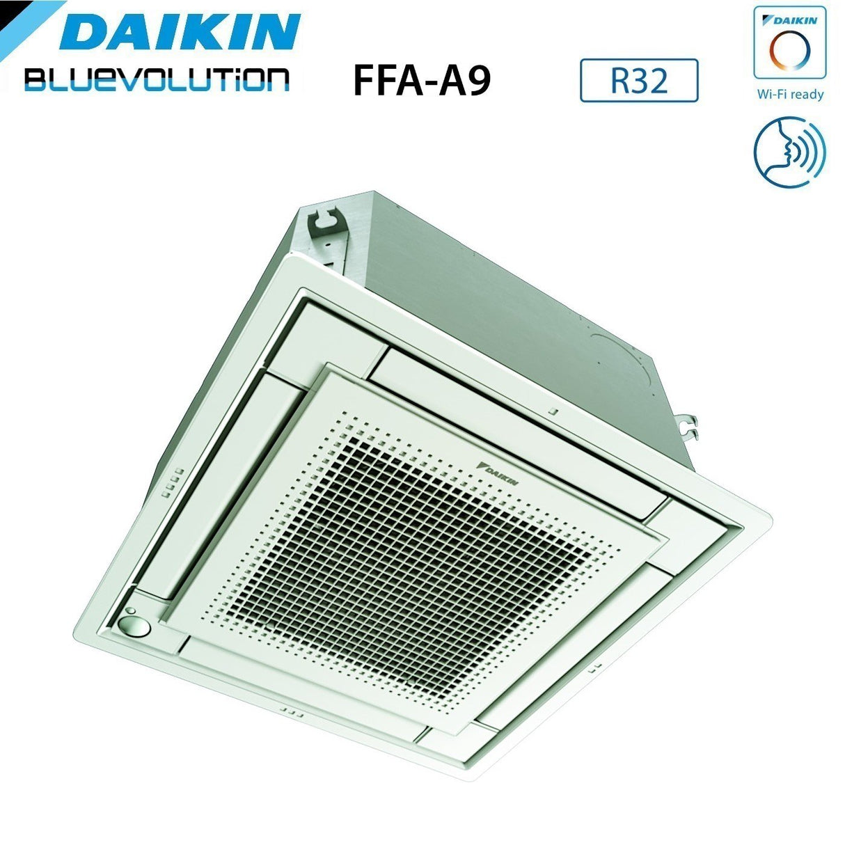climatizzatore condizionatore daikin bluevolution inverter dual split a cassetta ffa a 9_12 con 2mxm50m9 r 32 wi fi optional con comando a filo e griglia bianca 9000_12000 garanzia italiana