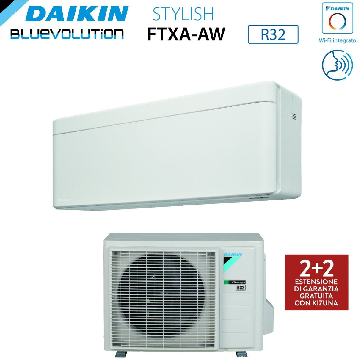 climatizzatore condizionatore daikin bluevolution inverter serie stylish white 7000 btu ftxa20aw r 32 wi fi classe a___ bianco new 2018