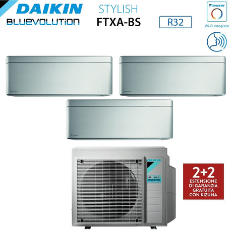 climatizzatore condizionatore daikin bluevolution trial split inverter serie stylish total silver 7_9_15 con 3mxm68n r 32 wi fi integrato 7000_9000_15000 colore grigio garanzia italiana