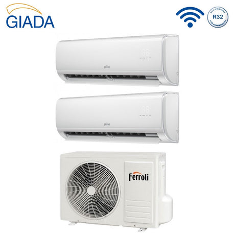 climatizzatore condizionatore dual split inverter ferroli giada m 12000_12000 btu con 18 2 wi fi integrato alexa e google home 12_12 novita