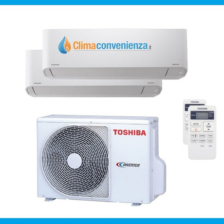 climatizzatore condizionatore dual split inverter toshiba mirai r32 10000_13000 con ras 2m18u2avg e 10_13 btu