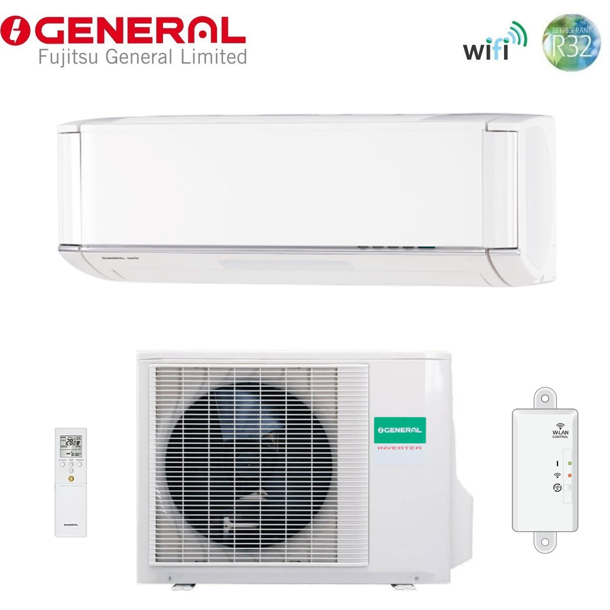 climatizzatore condizionatore general fujitsu inverter serie premium nocria 9000 btu ashg09kxca r 32 wi fi integrato classe a+++ a+++