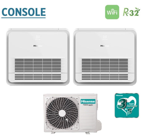 climatizzatore condizionatore hisense dual split console 9_9 con 2amw42u4rgc r 32 wi fi optional telecomando di serie incluso 9000_9000