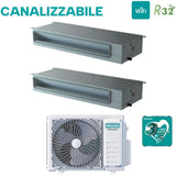 climatizzatore condizionatore hisense dual split inverter canalizzato canalizzabile 9_9 con 2amw35u4rra r 32 wi fi optional 9000_9000 con telecomando di serie e cablato incluso novita