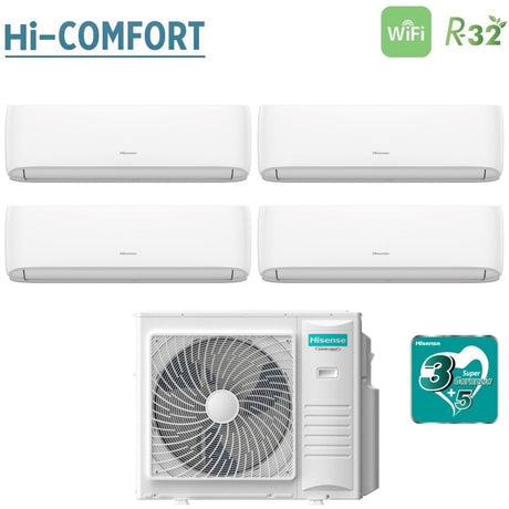 climatizzatore condizionatore hisense quadri split inverter serie hi comfort 9+9+12+12 con 4amw81u4raa r 32 wi fi integrato 9000+9000+12000+12000 novita