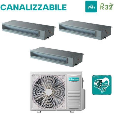 climatizzatore condizionatore hisense trial split canalizzabile 12_12_12 con 3amw72u4rfa r 32 12000_12000_12000 con telecomando di serie e cablato 6468