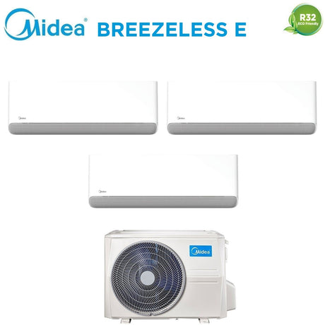 climatizzatore condizionatore midea trial split inverter serie breezeless e 9+9+9 con m3oa 27hfn8 q r 32 wi fi integrato 9000+9000+9000
