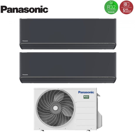 climatizzatore condizionatore panasonic dual split inverter serie etherea dark 7_7 con cu 2z41tbe r 32 wi fi integrato colore grigio grafite 7000_7000