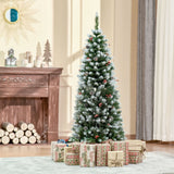 easycomfort easycomfort albero di natale innevato artificiale 150cm con bacche rosse e pigne bianche base rimovibile pieghevole 408 rami